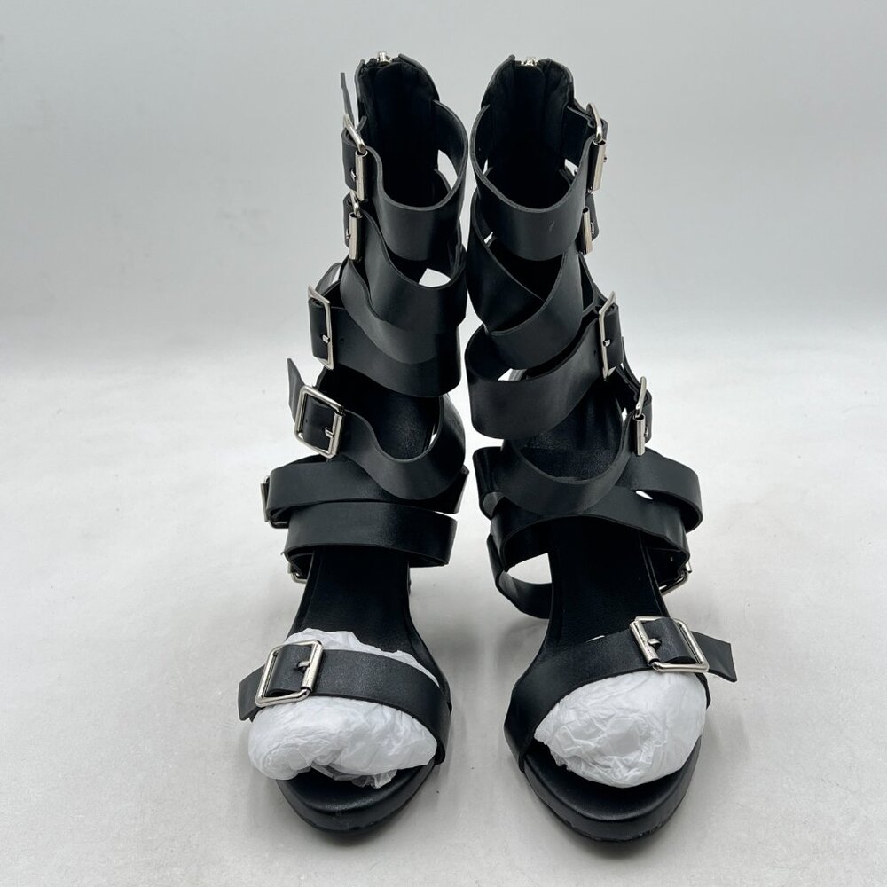 Black Women Sexy Strappy Gladiator Sandals High Heel Shoes for Summer Prom Party - Picture 2 of 7